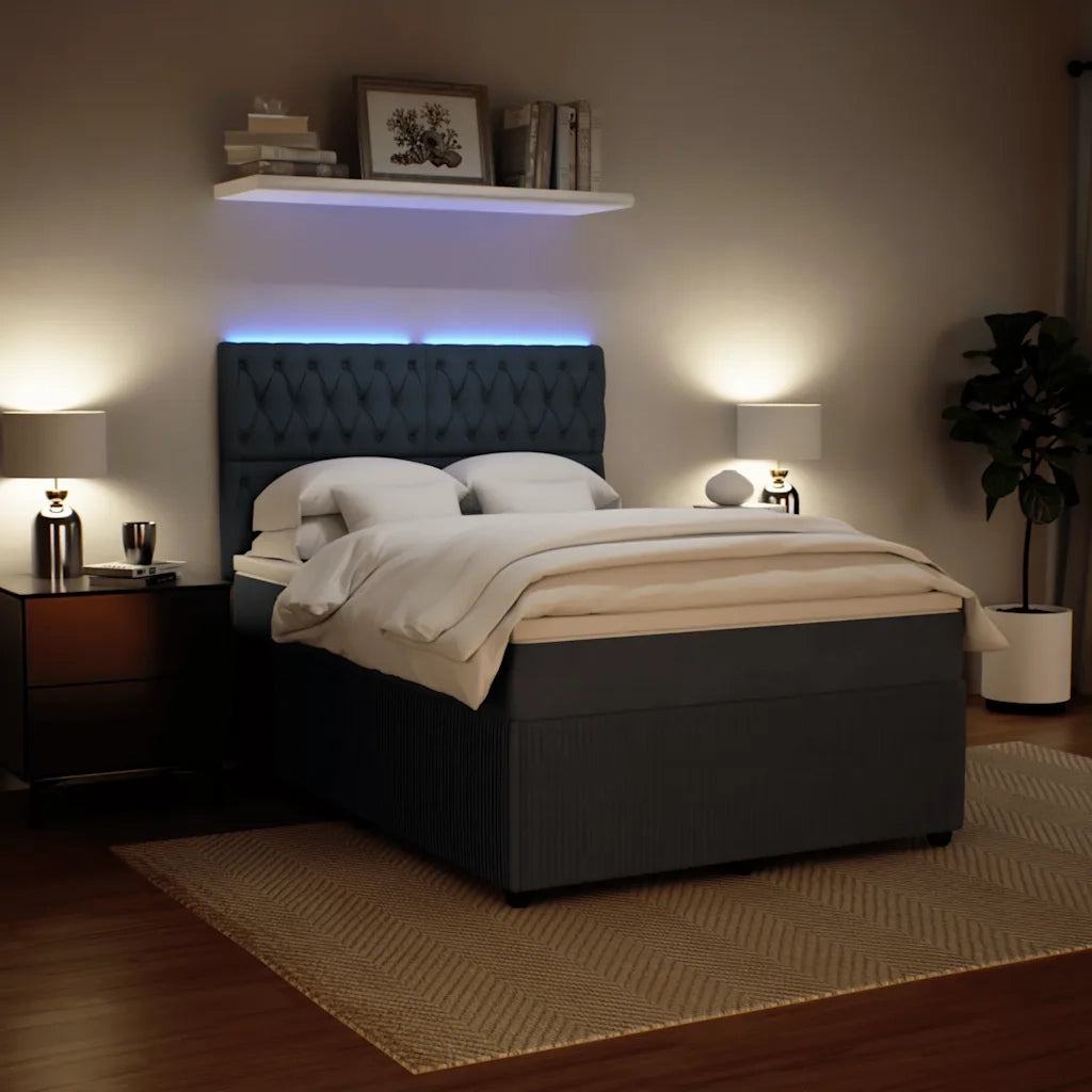 Giroletto a Molle con Materasso Grigio Scuro 140x200 cm Velluto