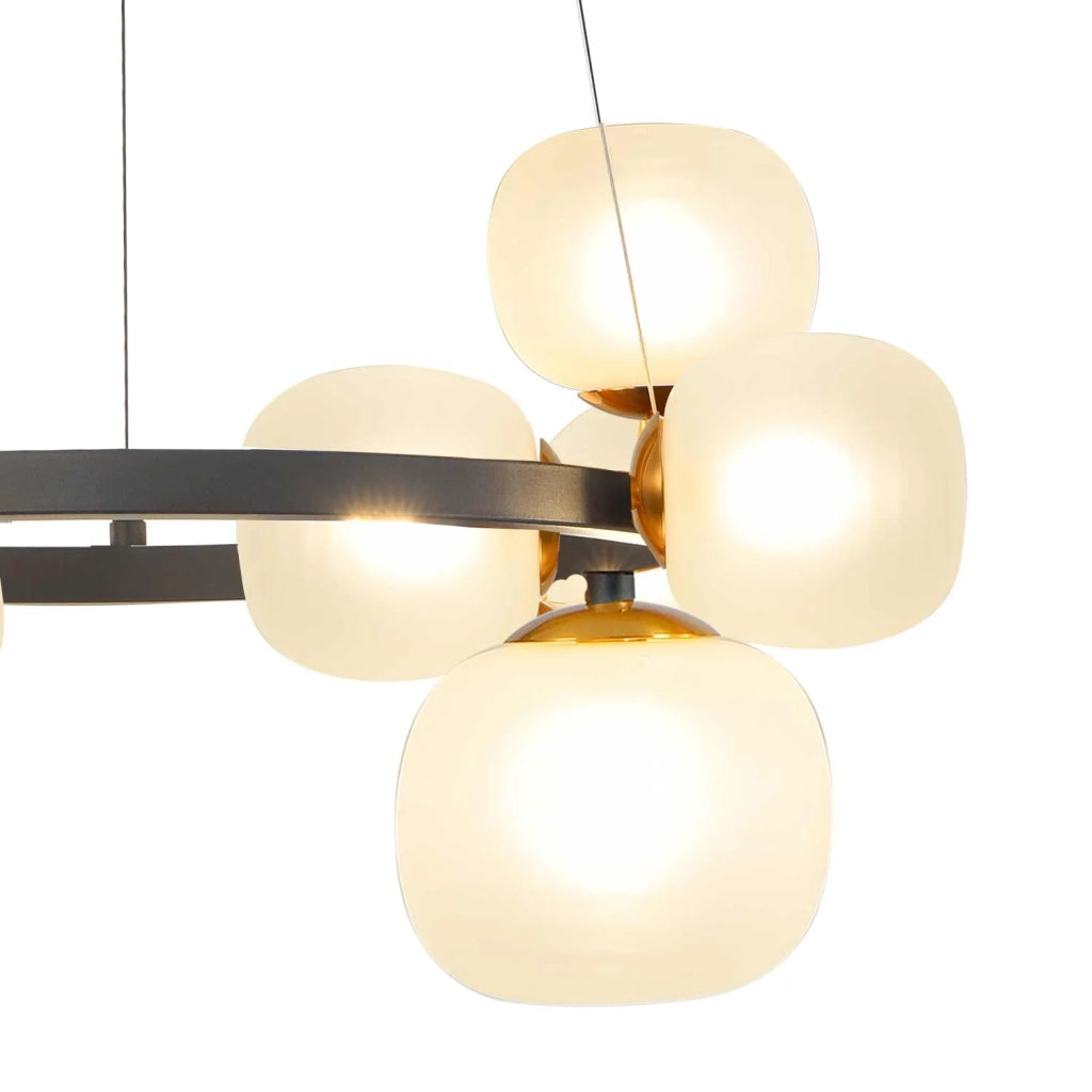 LÚZETE - LAMPADA DA SOFFITTO 11 LUCI FERRO NERO CON PARALUME BIANCO NICOLETTA