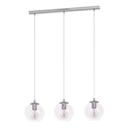 Lampadario Contemporaneo Ariscani 2 Acciaio Cromo Trasparente 3 Luci E27 Ip20
