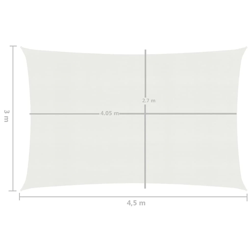 Vela ombreggiante/ombrellone 160 g/m² 3 x 4,5 m HDPE bianco 02_0009018