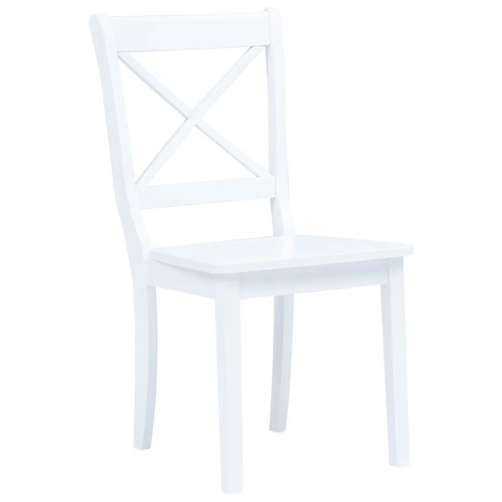 Sedie da Pranzo 6 pz Bianche in Legno Massello di Hevea 277543