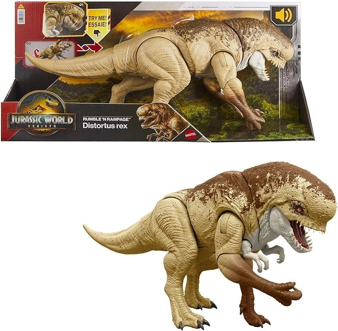 Jurassic World La Rinascita - Dinosauro Cattivo Ruggito Devastante, action figure da 55+ cm con 2 mosse d`attacco inclus