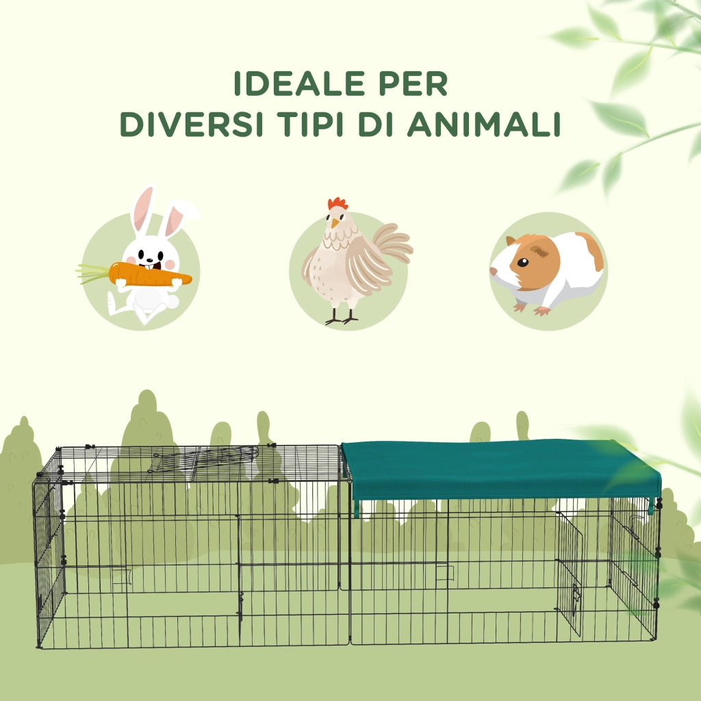 Gabbia per Conigli da Esterno e Interno ¨C Zephmum ¨C Verde Acciaio 185x75x50cm