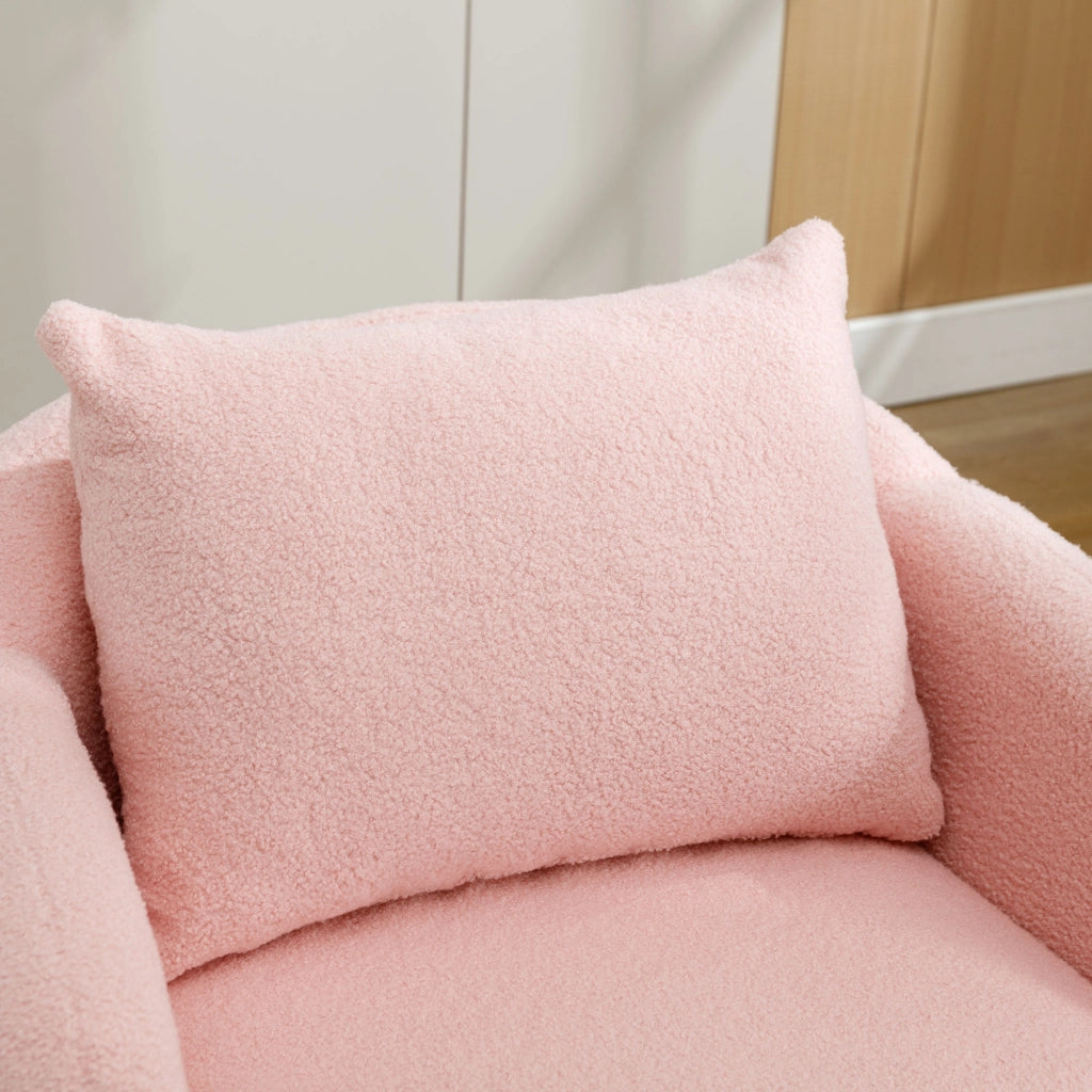 Poltrona moderna e semplice in velluto effetto orsacchiotto con cuscini, poltrona con cuscini extra spessi, poltrona singola, poltrona imbottita, polt