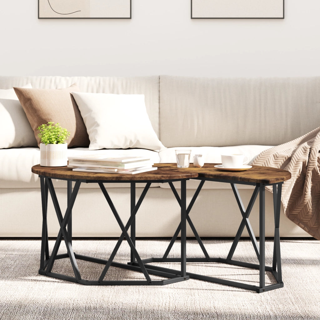 Tavolino da caffÃ¨ in rovere affumicato 80x80x42 cm in legno ingegnerizzato