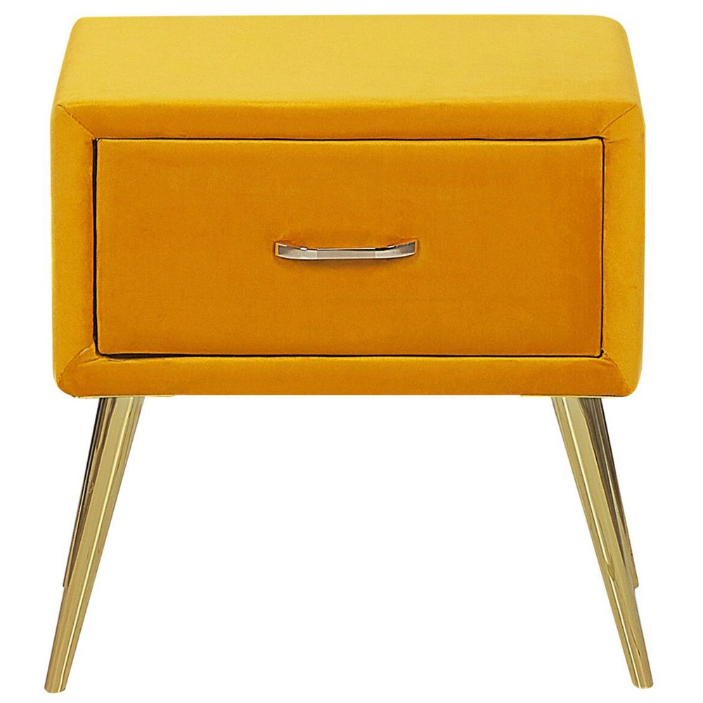 Comodino con rivestimento in velluto giallo Comodino con 1 cassetto Mobili per camera da letto dal design minimalista