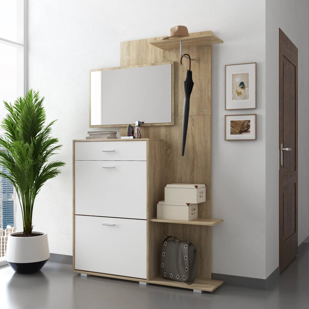 Verres, Mobile da Ingresso Specchio Incluso, 120x25x192h cm Marrone Rovere