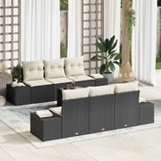 Set Divano da Giardino con cuscino 7 pcs Nero polyrattan