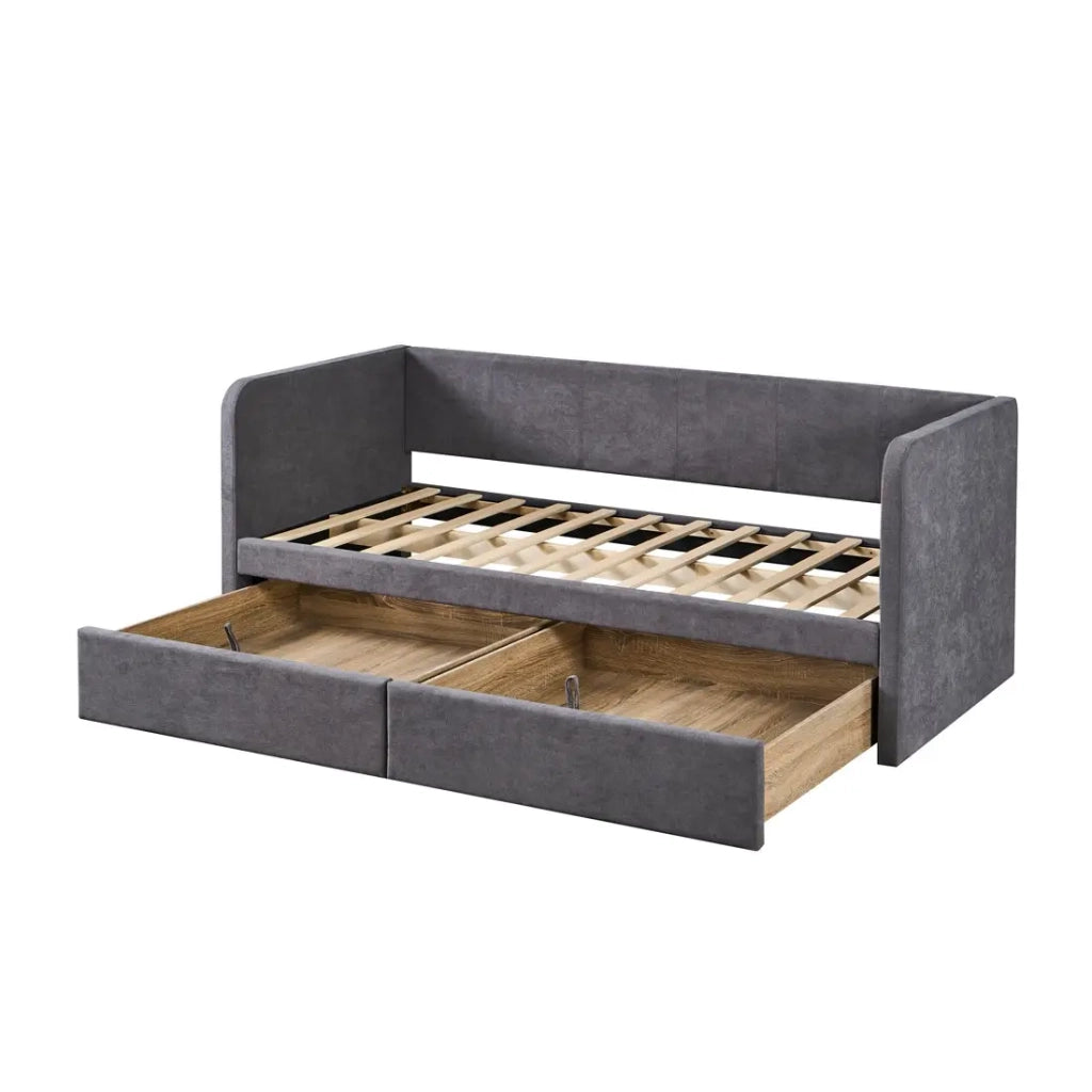 Letto PARMA 90x200 cm – Tessuto grigio – Rete inclusa – Design moderno e struttura robusta