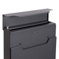 Cassetta postale V61 con portagiornale, antracite e inox, soft-close, 370 x 105 x 370 mm