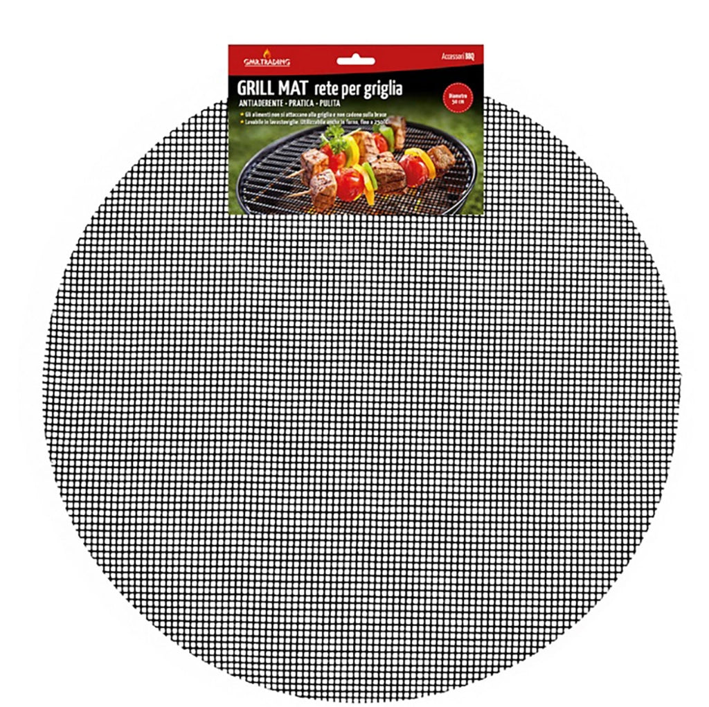 Reticolo Antiaderente Rotondo per Barbecue a Carbone Grill Mat Ø50 cm in Fibra di Vetro e PTFE