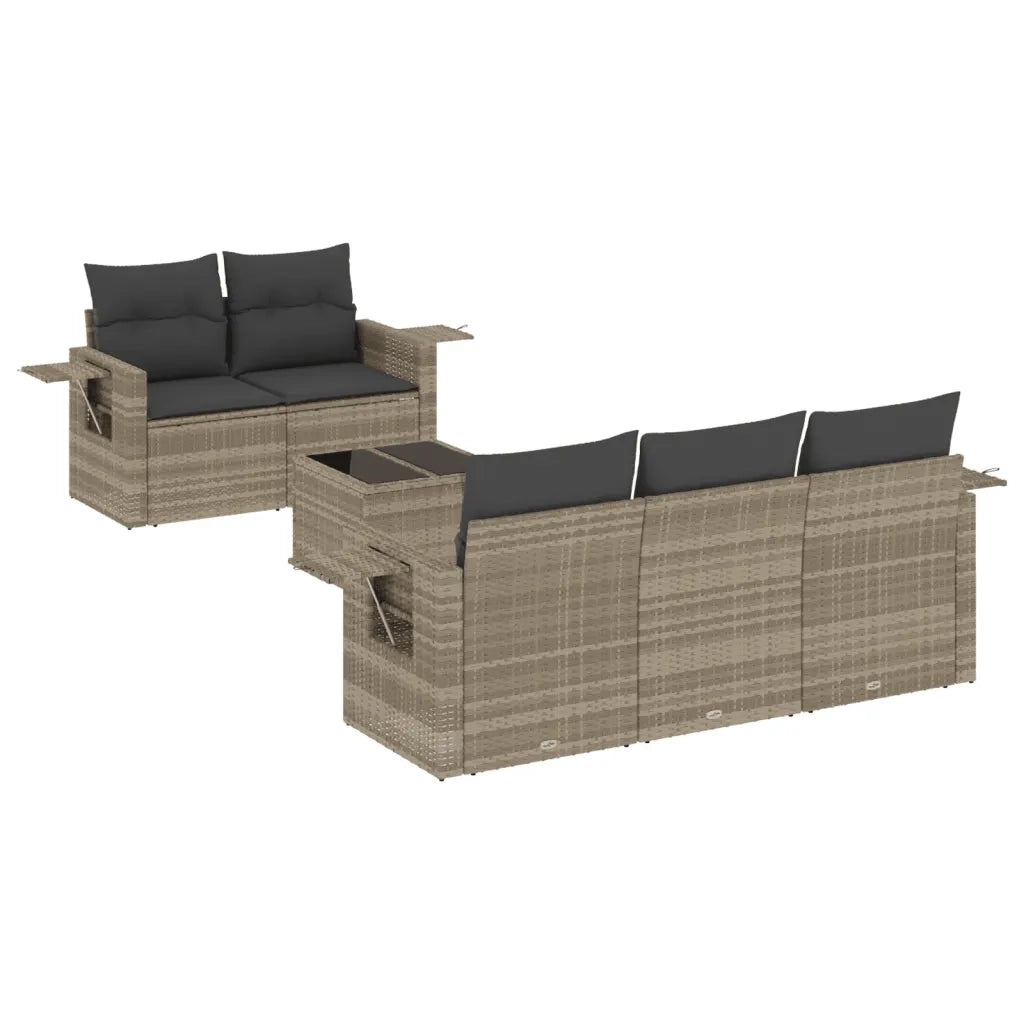 Set Divano da Giardino 6pz con Cuscini Grigio Chiaro Polyrattan 3252239