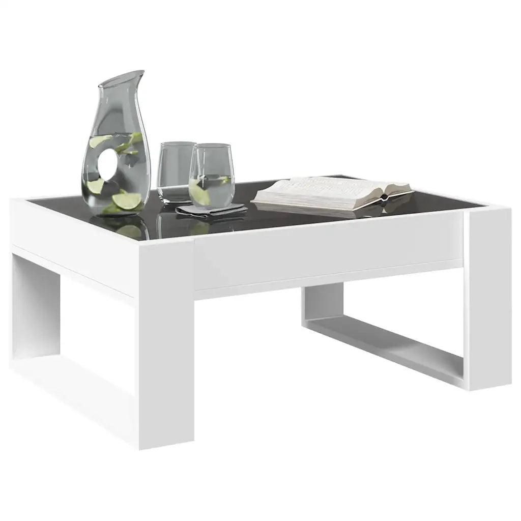 Tavolino da Salotto con LED Infinity-Tavolino da soggiorno Bianco 70x53x30 cm
