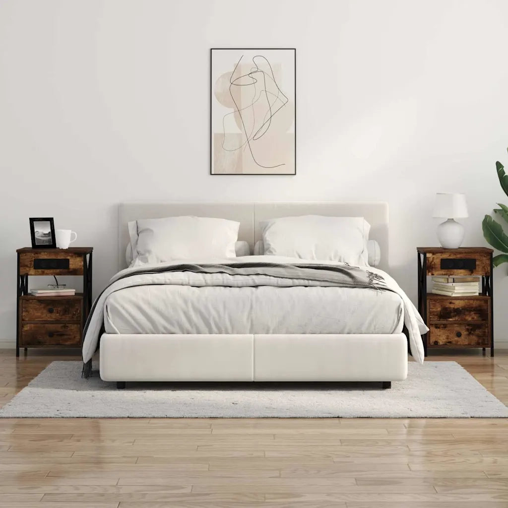 Armadio da Notte con cassetto 2 pcs Rovere fumé 40 x 31 x 60 cm 859465