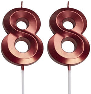 Set di candele per compleanni da 2 - Candele rosse con numero 8
