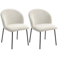 Set di 2 sedie da pranzo in velluto a coste, con piedi in acciaio, 56x58x78cm, Crema