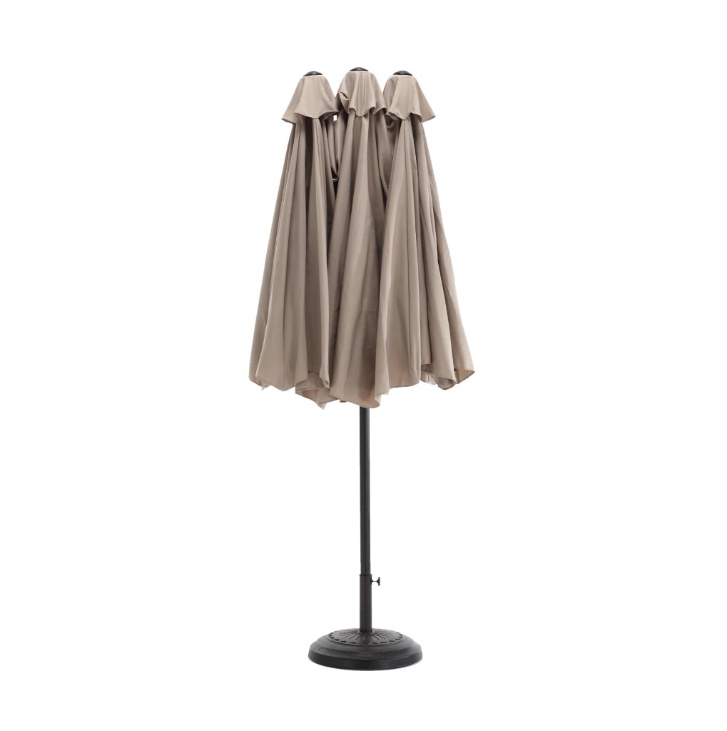Ombrellone da esterno rettangolare doppio lato 14;8 ft con manovella; khaki; struttura in acciaio