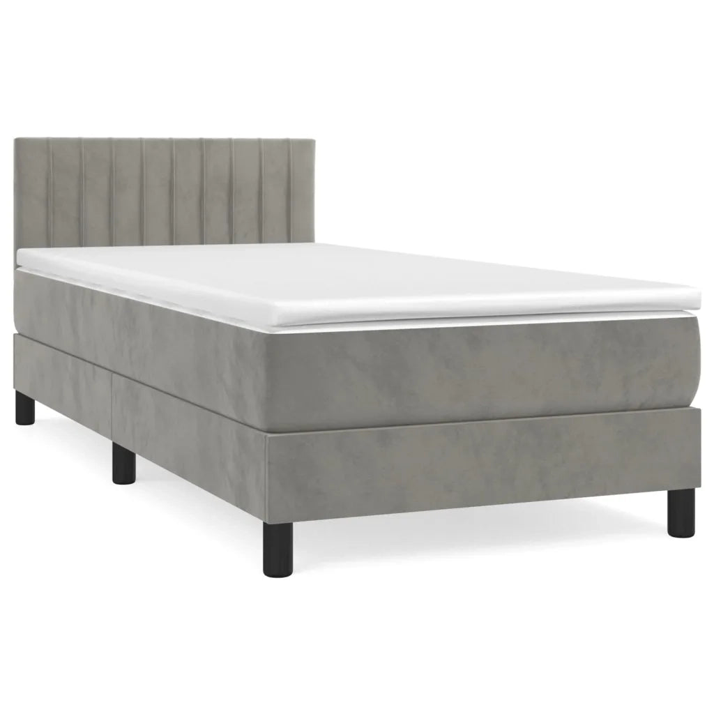 Giroletto a Molle con Materasso-Struttura Letto Grigio Chiaro 90x190 cm Velluto 939706