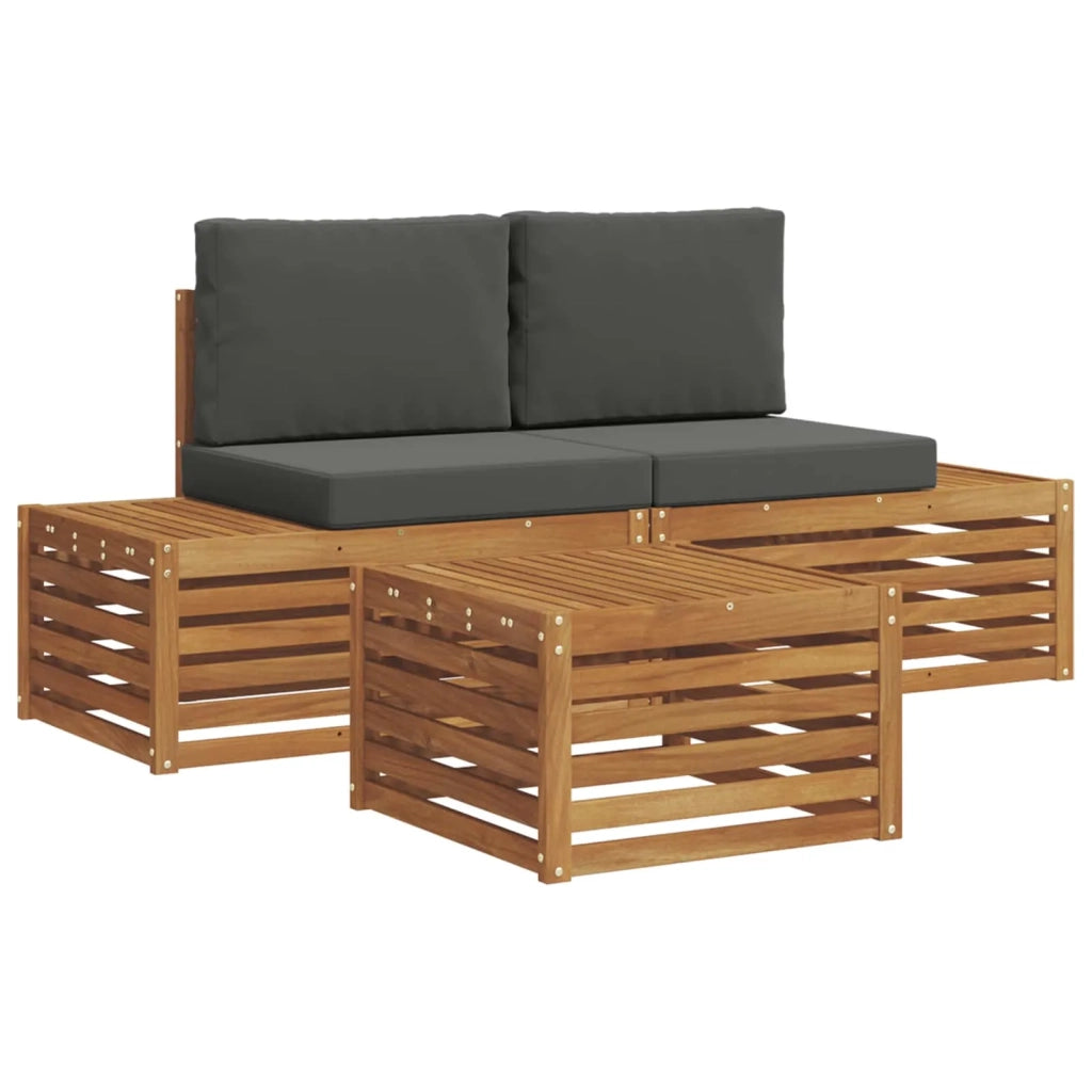 Set di divani da esterno-Sofa da giardino Naturale e Antracite 59 x 59 x 37 cm
