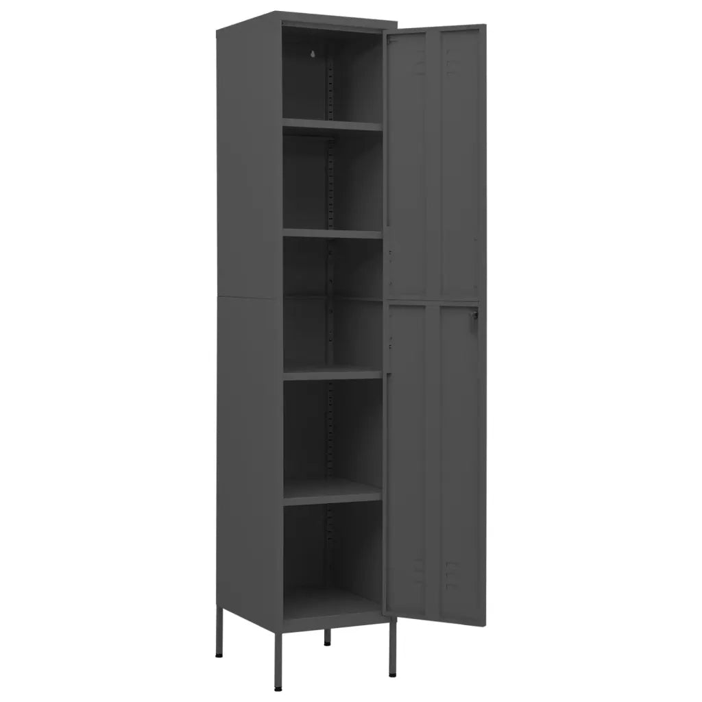Armadietto moderno 35 x 46 x 180 cm con 4 ripiani regolabili arredamento per ufficio acciaio antracite 02_0046891
