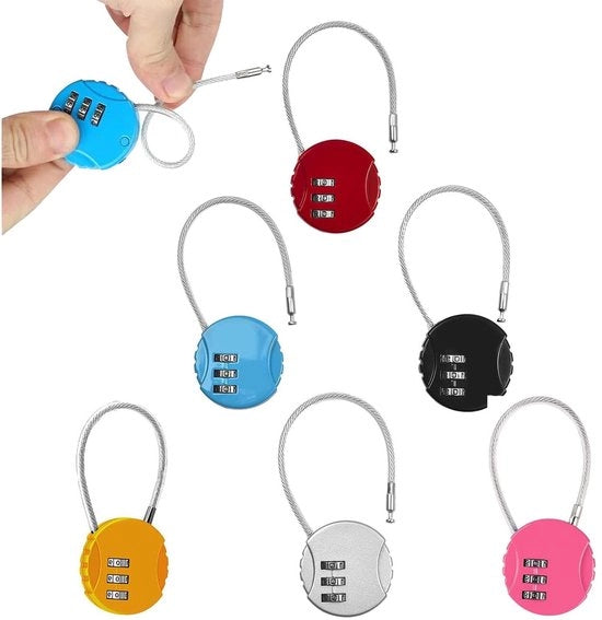 Set di 6 slot per bagaglio, contenitore per valigia con combinazione a 3 cifre, slot per bagaglio con codice a cifre per borse da viaggio, valigie, 6 colori