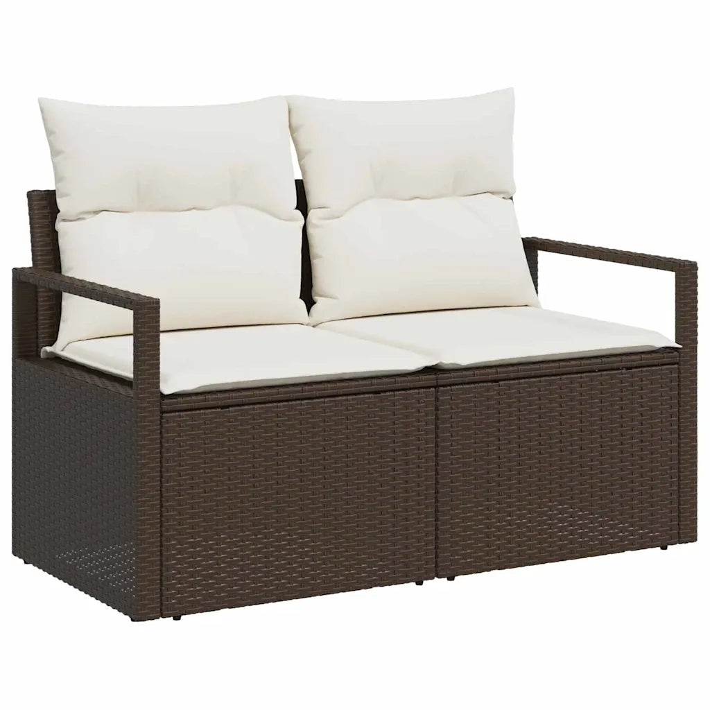 Set Divano da Giardino con cuscino 7 pcs Marrone Poly Rattan 3348834
