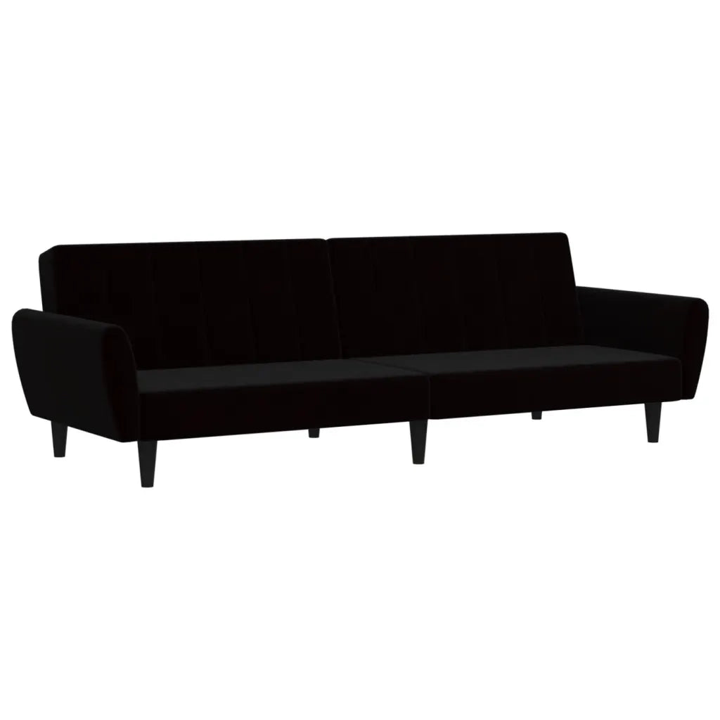 Divano Letto a 2 Posti Nero in Velluto 375863