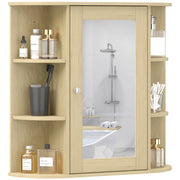 Armadietto da Bagno con Specchio e Ripiani ¨C zephmum ¨C 66x17x63 cm Legno Naturale