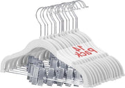 30 cm Hanger per abbigliamento con clip, gancio 360° rotativo, hanger in microfibra antiscivolo - 14 pezzi bianchi