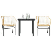 Set da Pranzo da Giardino 3 pz Marrone in Polyrattan Vetro 3334590