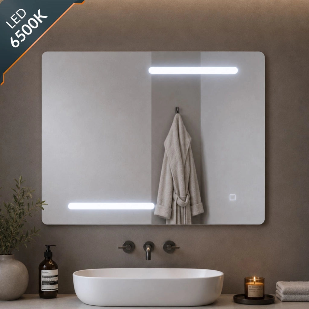 Specchio rettangolare led con interruttore touch elegante e funzionale *** misure 100x80 cm, tonalità dimmerabile 27...