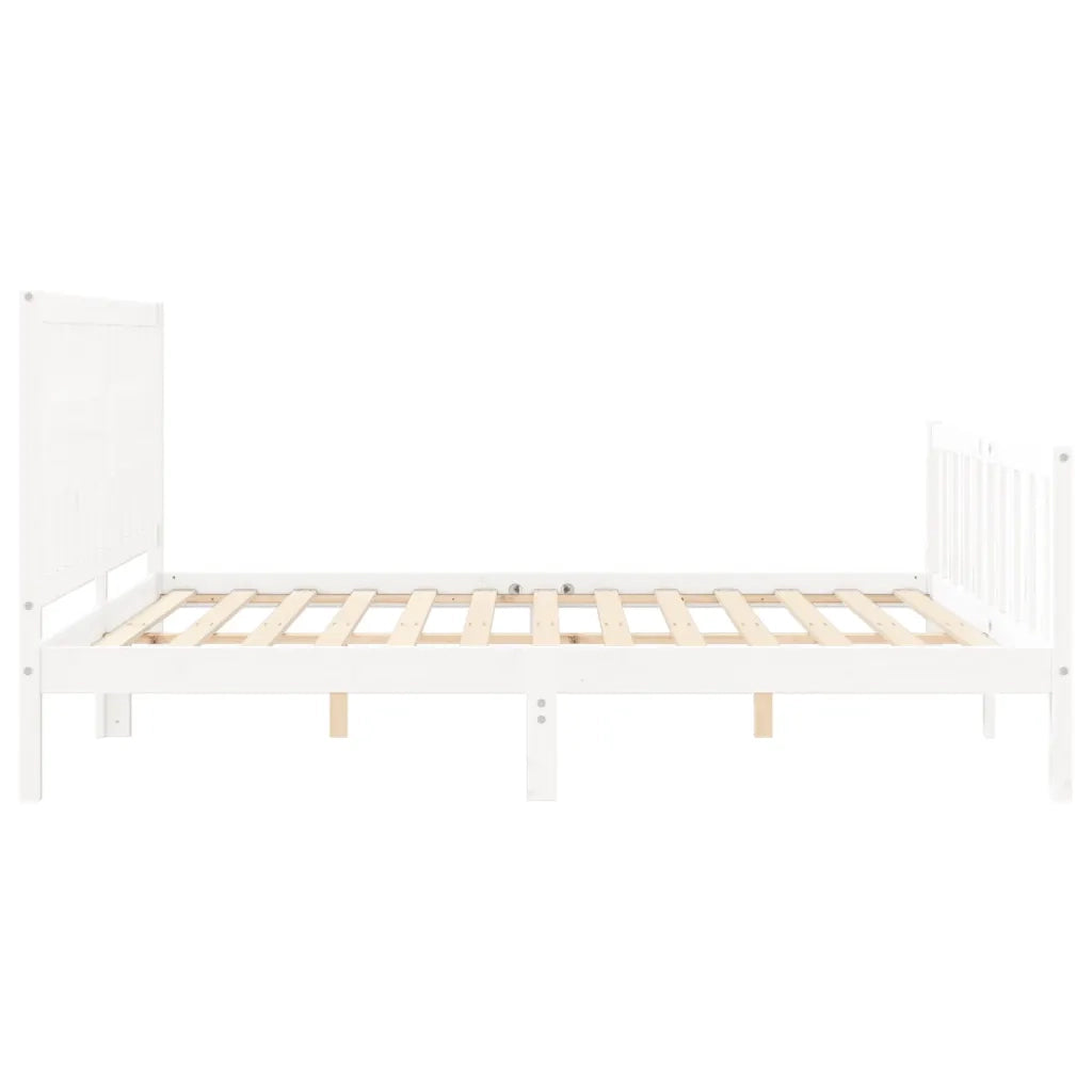 Giroletto Testiera Bianco Super King Size-Struttura Letto in Legno Massello 440258