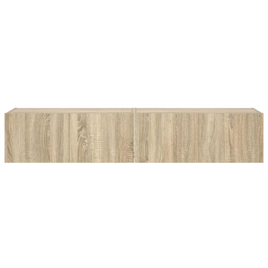 Mobili TV a Parete con Luci LED 2pz | Armadietto TV | Mobile Porta TV Rovere Sonoma 80x35x31 cm