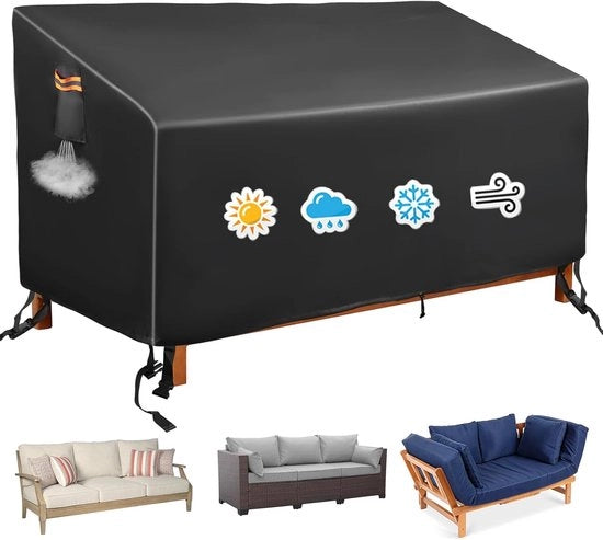 Banco da giardino 3 posti - impermeabile - nero - 200 x 96 x 89 cm
