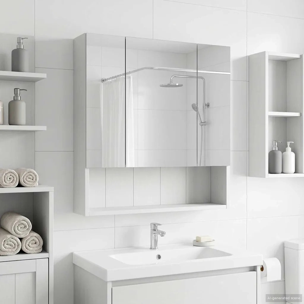 Mobiletto per specchio da bagno Bianco 60 x 14.5 x 70 cm