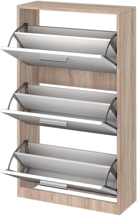 Scarpiera da ingresso Gizmo, Bianco/Sonoma, 59 x 105 cm