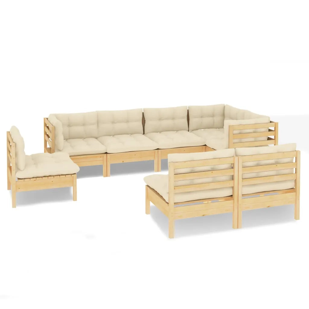 Set Divani da Giardino 8 pz con Cuscini Crema Massello di Pino 3096466