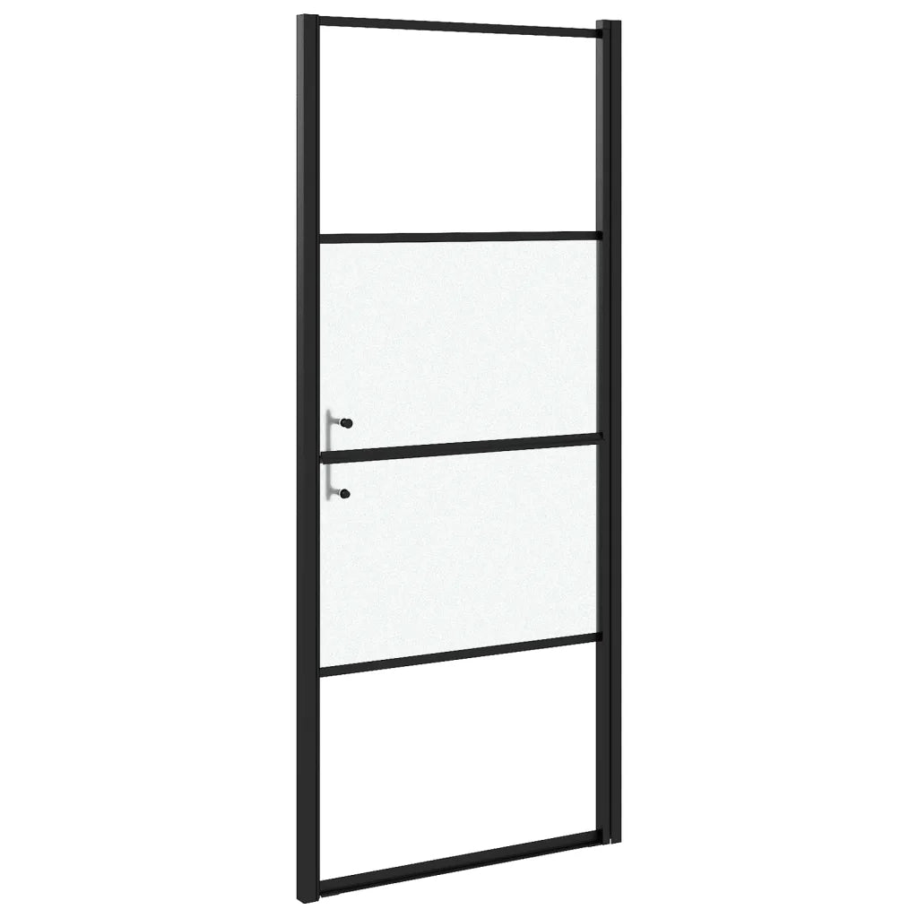 Parete Doccia 81x195cm in Vetro Temperato Semi Smerigliato Nero 151865