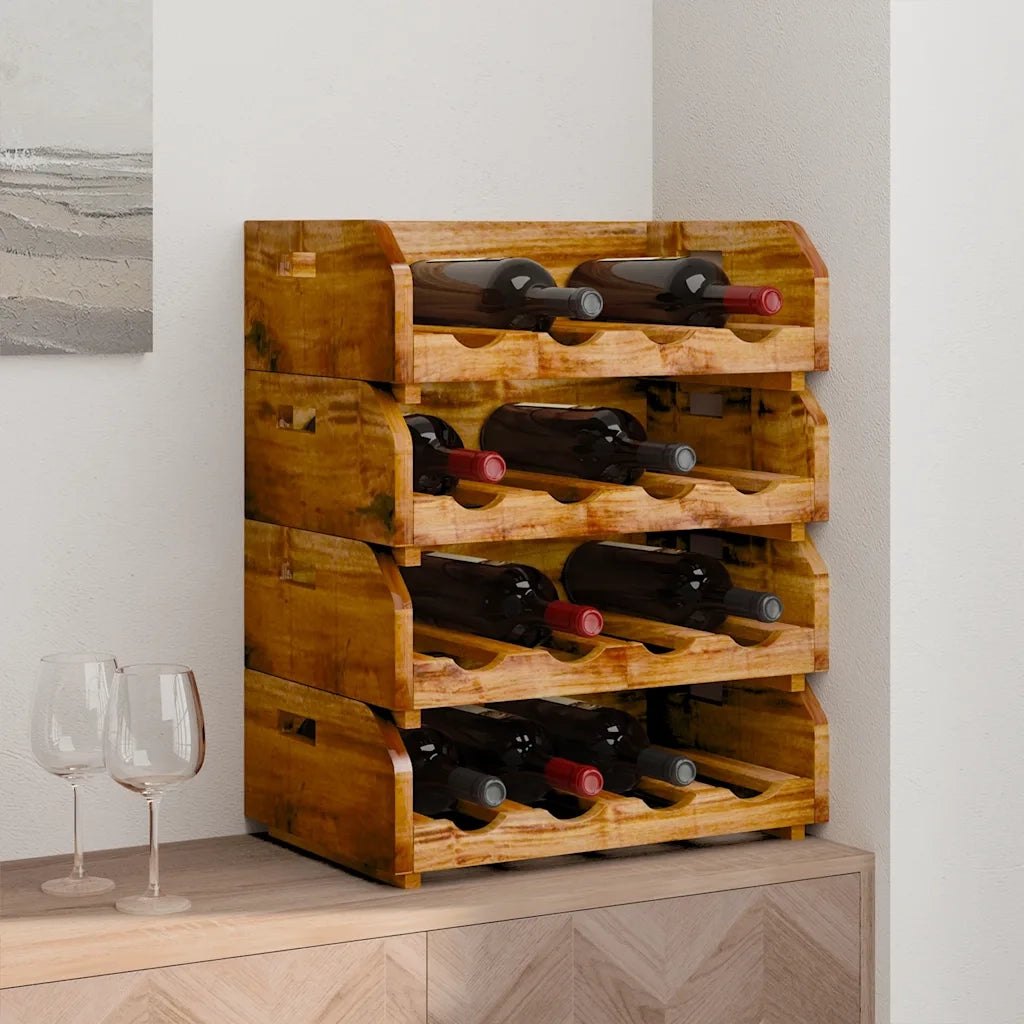 Set Portavini 4 pz per 16 Bottiglie in Legno Massello di Mogano 244491