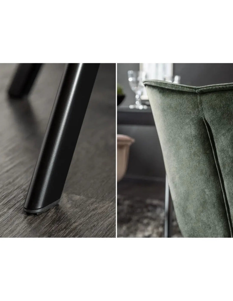 Set di 2 sedie design COMFY girevoli a 180° in velluto verde scuro trapuntato e gambe nere