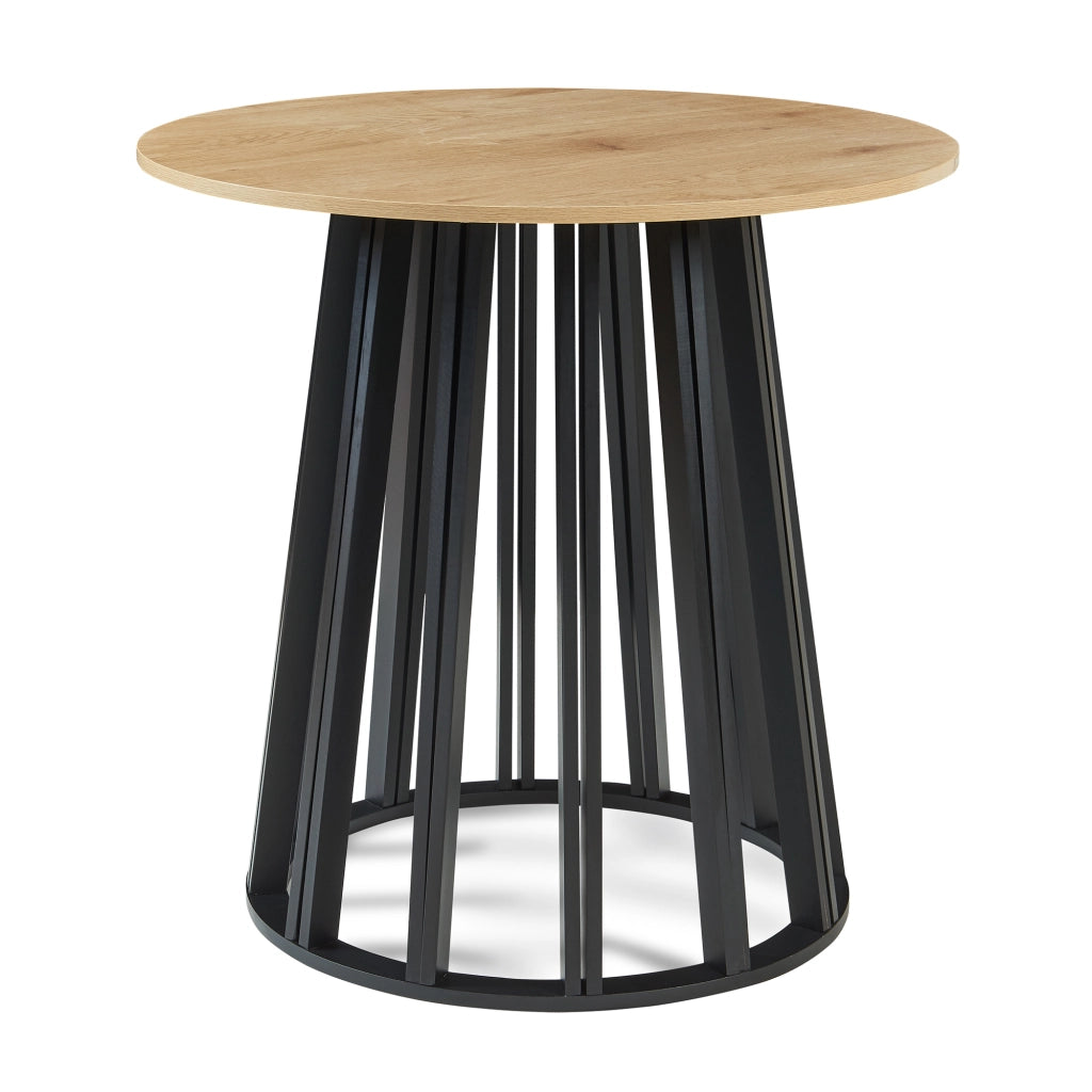 Tavolo Rotondo Lensuu da Pranzo (AxØ) 76 x 80 cm - Effetto Rovere/Nero [en.casa]