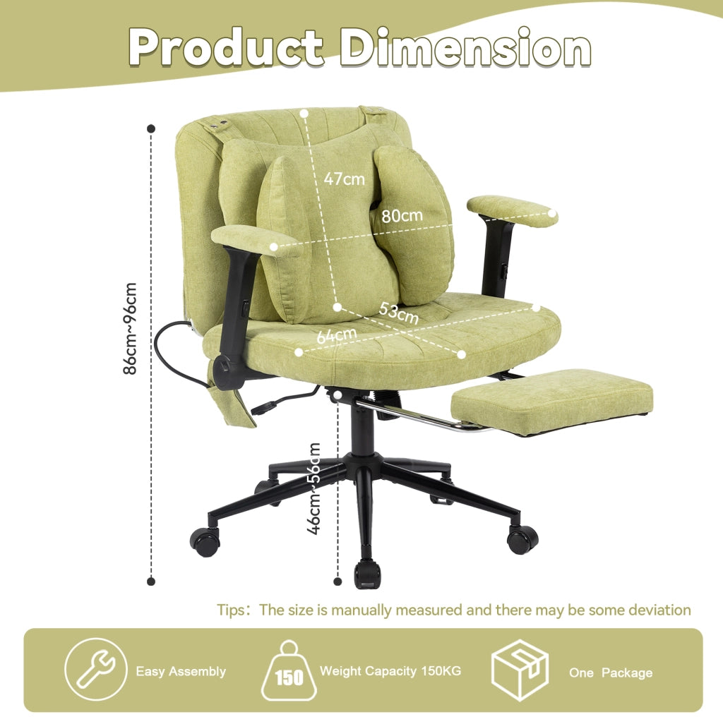 Sedia da ufficio verde in tessuto con supporto lombare