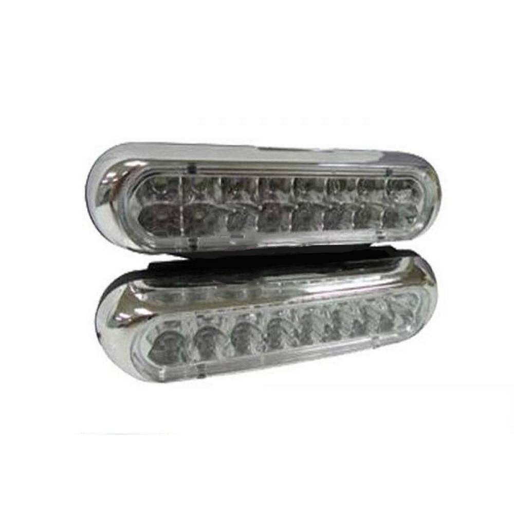 Trade Shop - Luci Auto 16 Led Per Fanale Day Time Diurne Waterproof Dc 12v Paraurti Luce Blue -