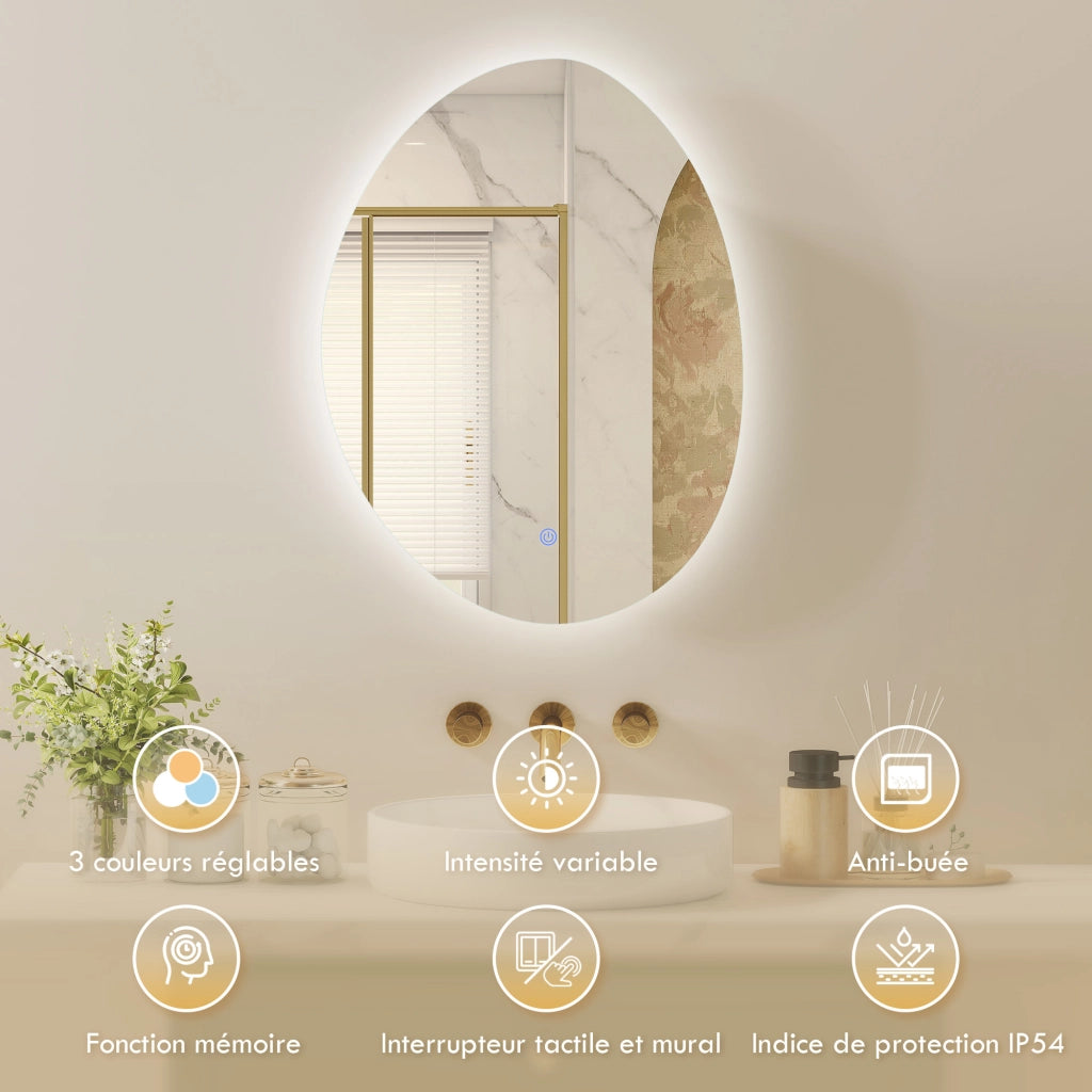 Armadietto bagno con specchio LED ¨C zephmum ¨C bianco 50x14x70cm