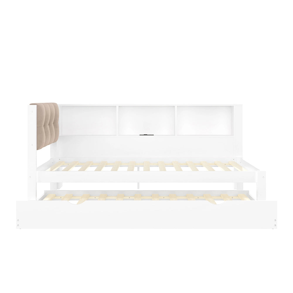 Letto giorno 90x200cm - Xylo - bianco, LED dimmerabile, USB, pino