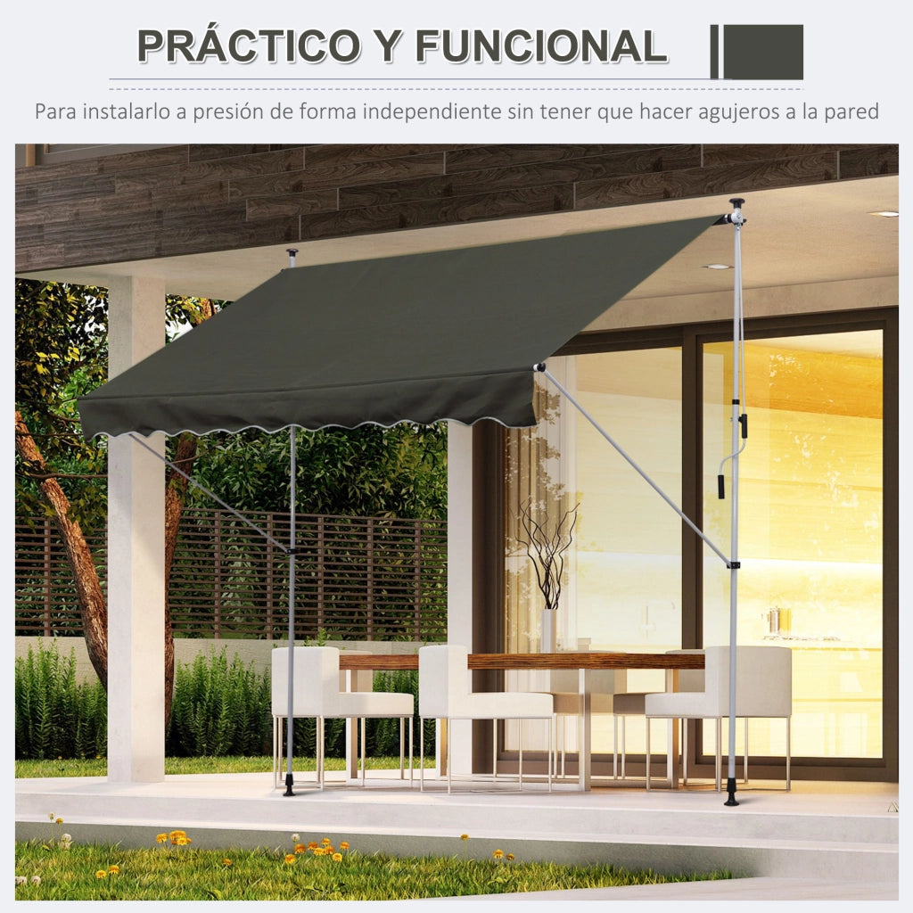Tendone Manuale Retrattile per Terrazza ¨C zephmum ¨C Grigio 300x150x170-280 cm
