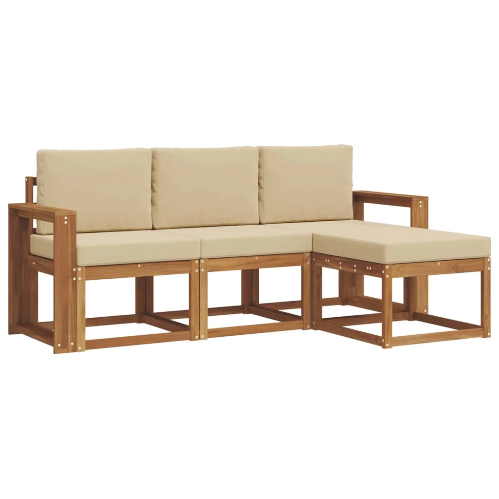 Set di divani da esterno con cuscino 4 pcs Naturale e Beige 3366226