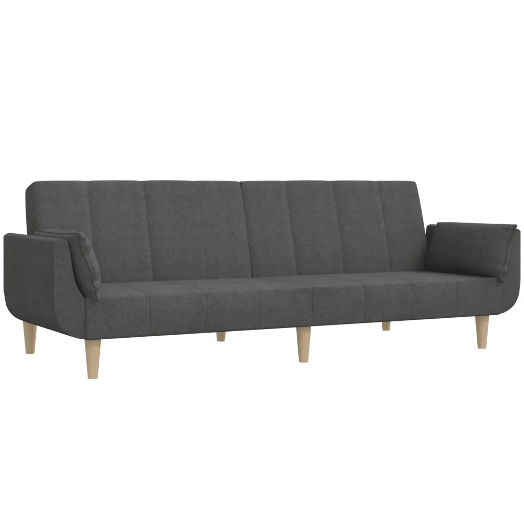 Divano letto | Sof¨¤ letto | Letto singolo a 2 Posti con 2 Cuscini Grigio Scuro in Tessuto