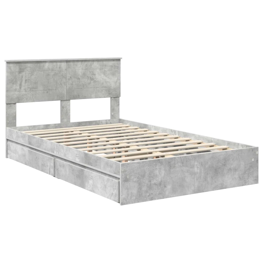 Letto con Contenitore con testiera Grigio cemento 135 x 190 cm 3408469
