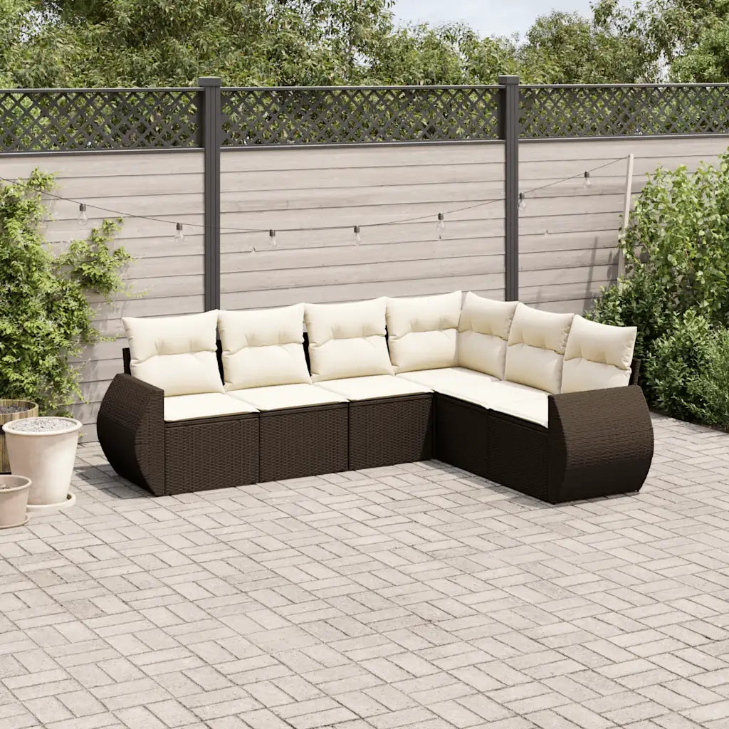 Set Divano da Giardino 6 pz con Cuscini Marrone in Polyrattan 3253750